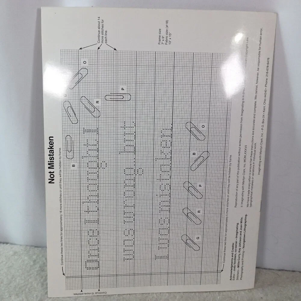 Vintage Imaginating Legal Pad Lines Cross Stitch Pattern Booklet 17 Office Sayin